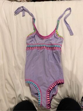 Pilyq Lilac One-Piece with Neon Crochet Accents